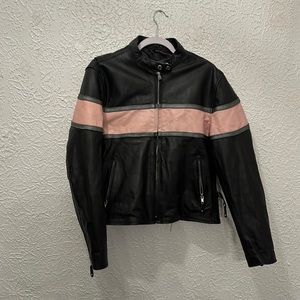 Women’s leather motorcycle jacket